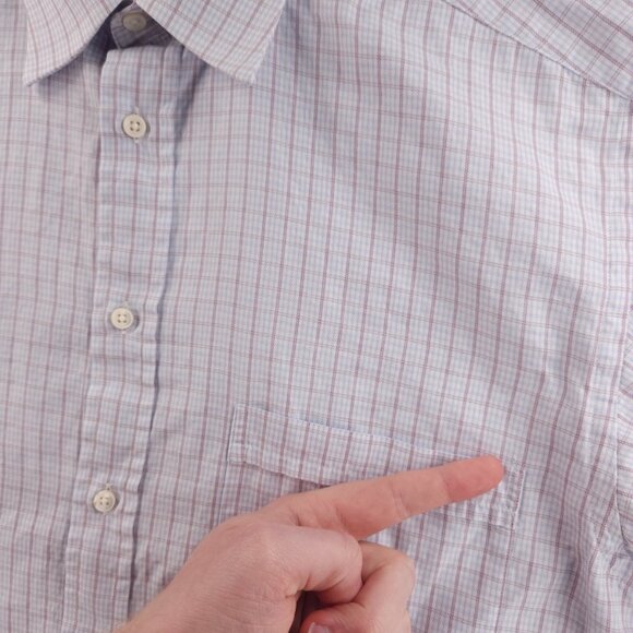 Canali Blue Purple Italy Check All Cotton 15.5 Button Up Luxury Long Sleeve Men - Picture 14 of 16